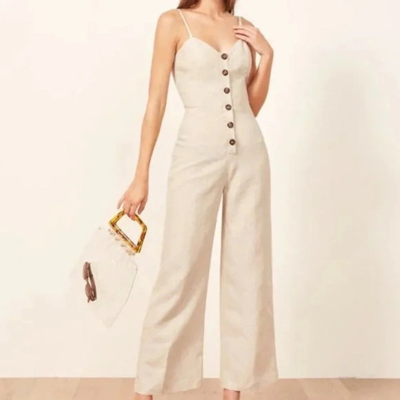 Reformation Torta Linen Jumpsuit in Sand Beige 33599 - Picture 6 of 15